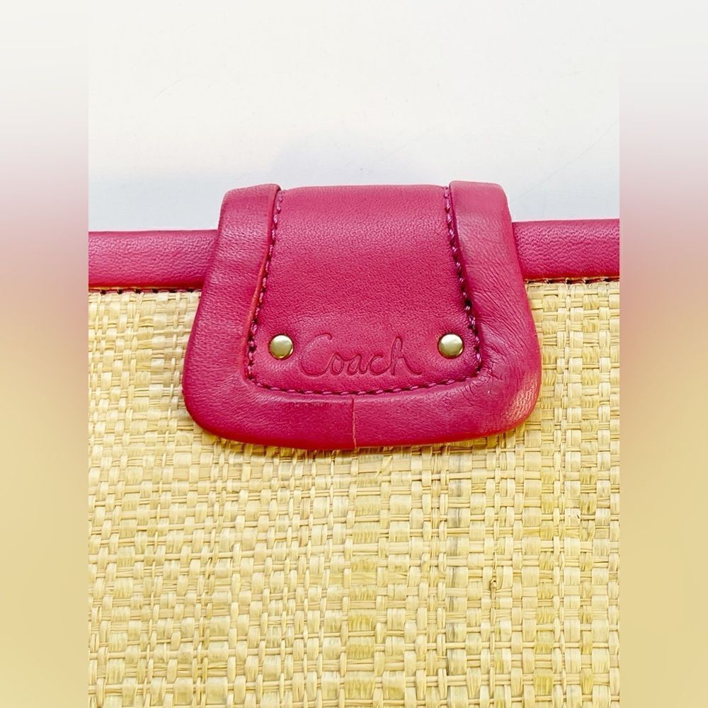 COACH PINK PARK STRAW CLUTCH Y2K wristlet BAG - Picture 6 of 10